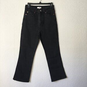 H&M High Rise Mom Jean Womens 6 Black Denim Flared Stretch Comfy